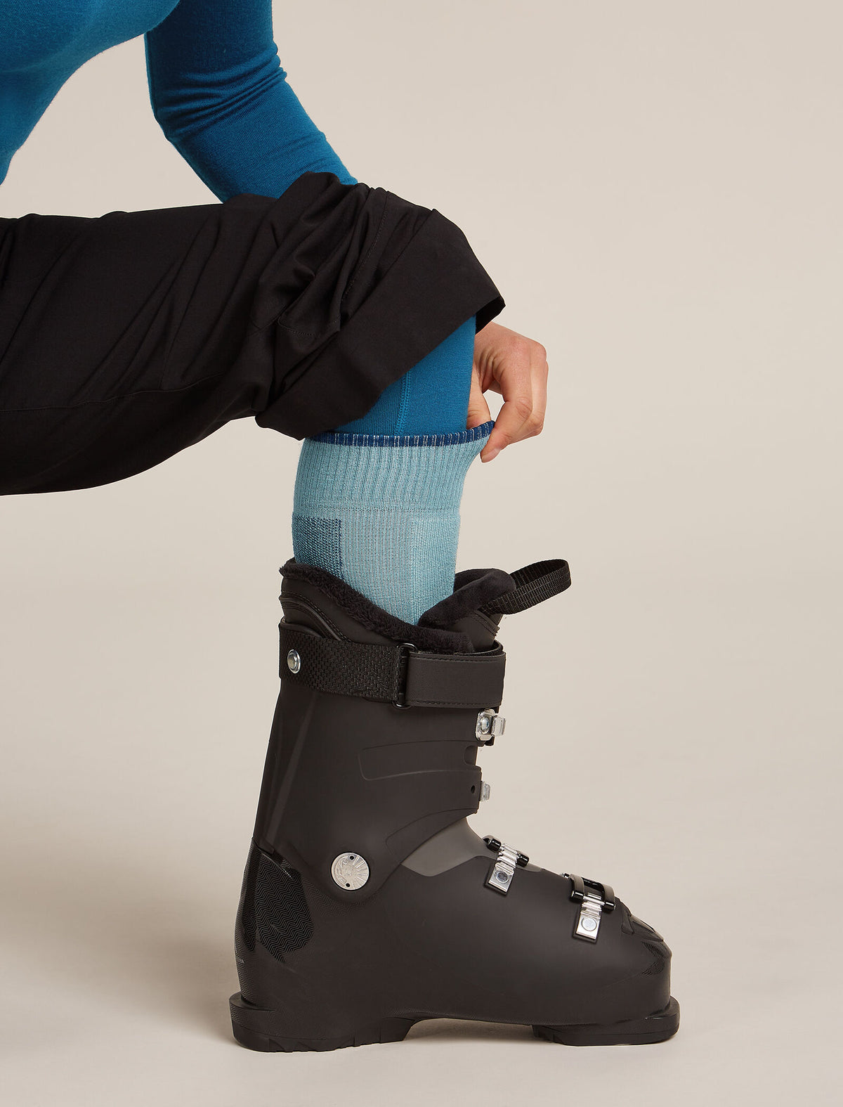 Women's Merino Ski+ Medium Over The Calf Socks Hydro/Atlantis - 1