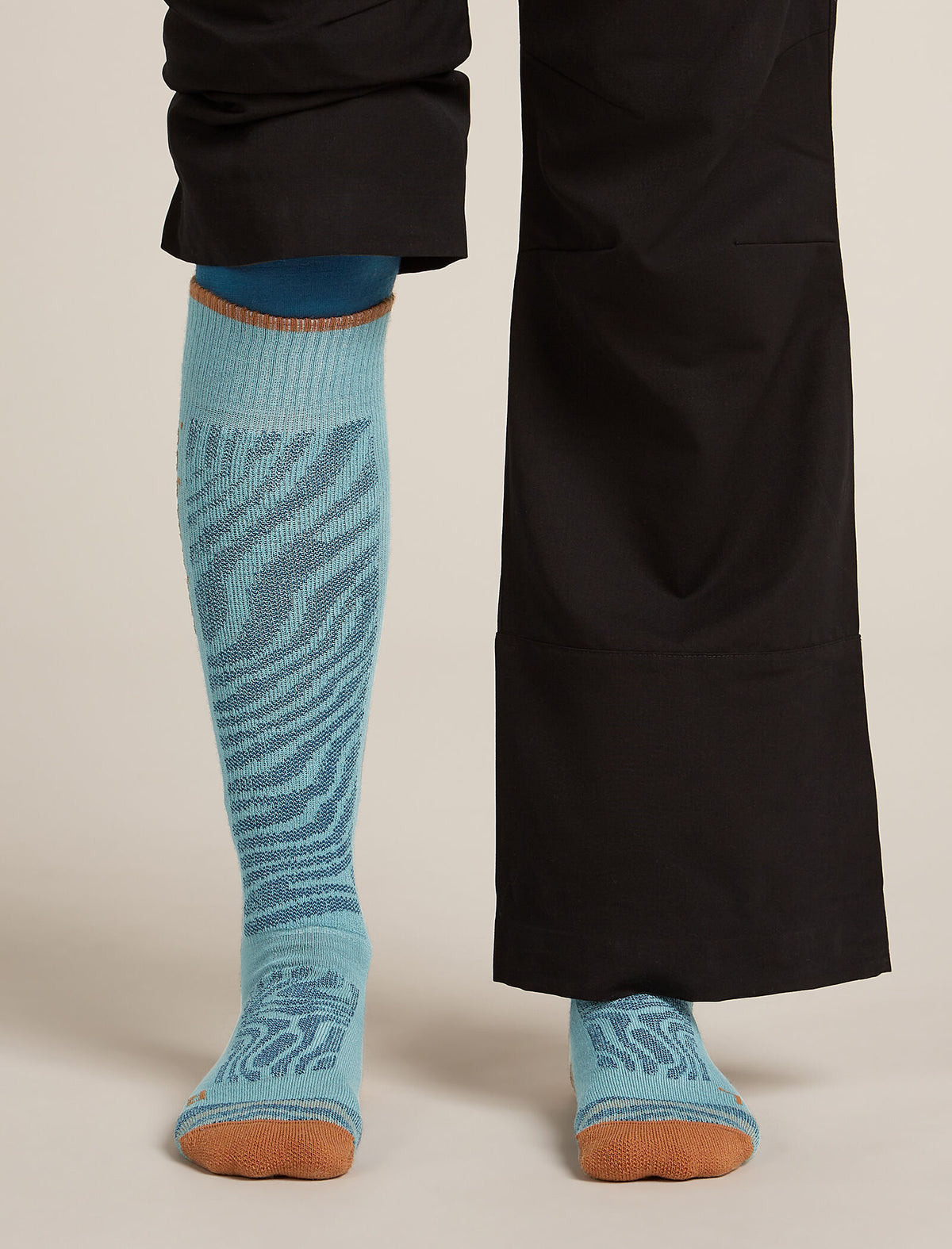 Women's Merino Blend Ski+ Medium Over The Calf Socks Mountain Contour Hydro/Trail - 3