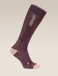 Women's Merino Blend Ski+ Medium Over The Calf Socks Mountain Contour Java/Blush - 4