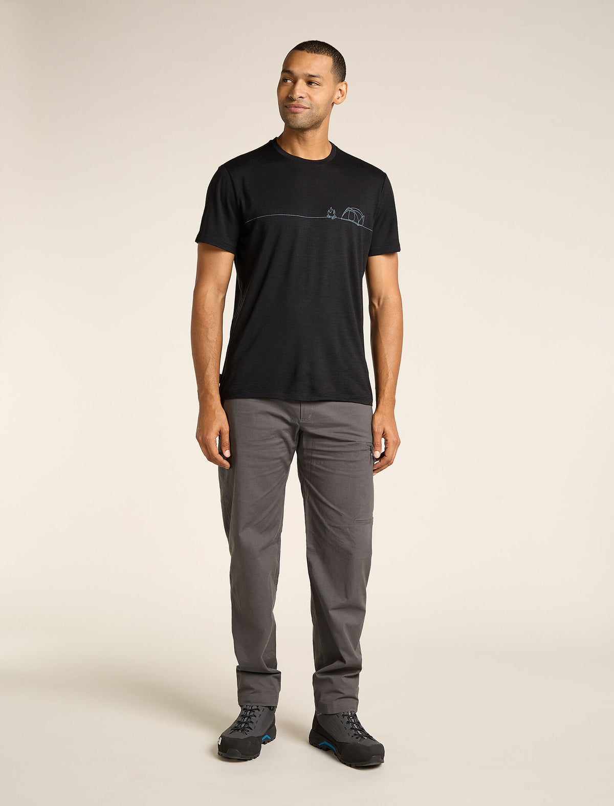 Men's Merino 150 Tech Lite Short Sleeve T-Shirt Single Line Camp Black - 3