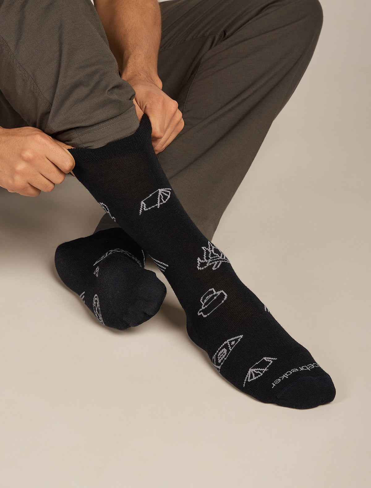 Men's Merino Lifestyle Ultralight Crew Socks Camp Essentials Black/Alloy - 2
