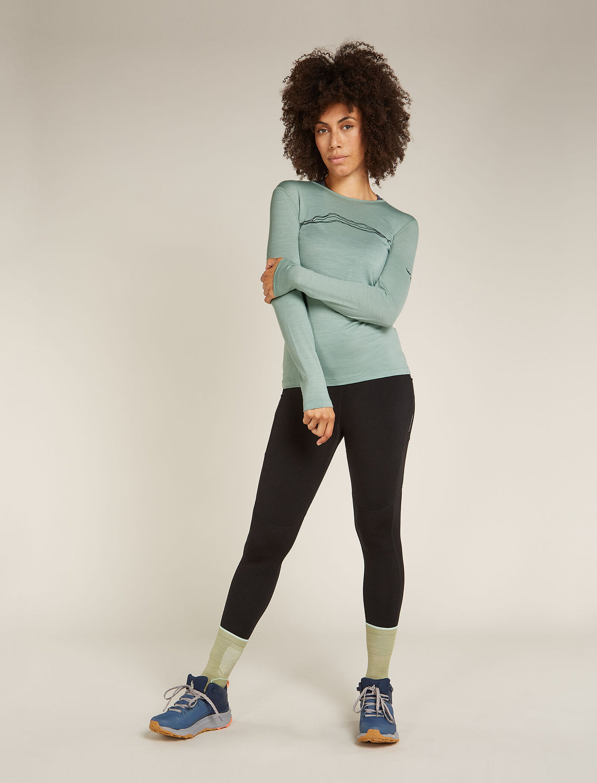 Women's Merino 200 Oasis Long Sleeve Crewe Mountain Pulse Thermal Top  - 3
