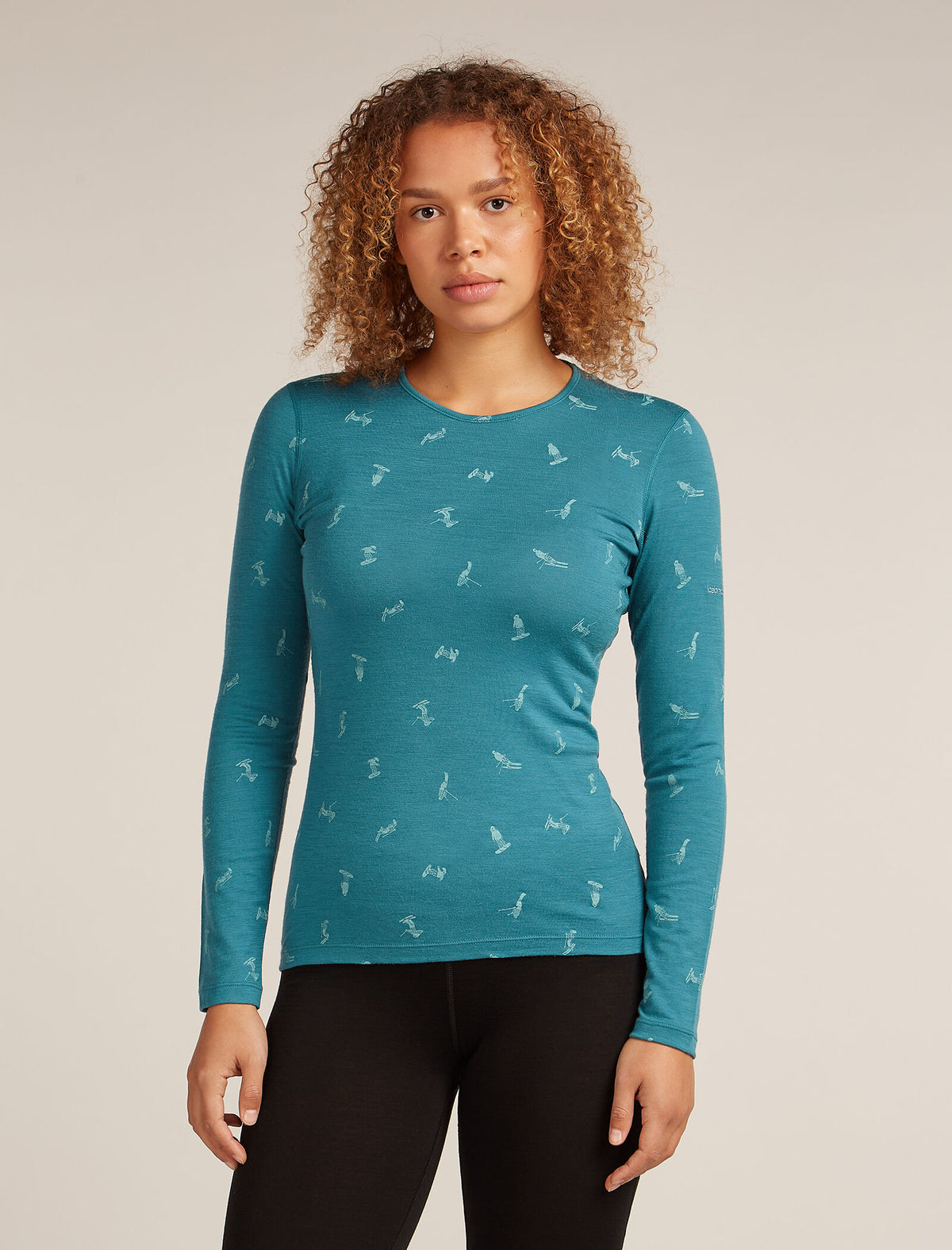 Women's Merino 200 Oasis Long Sleeve Crewe Thermal Top Snow Day Topaz/Hydro - 1