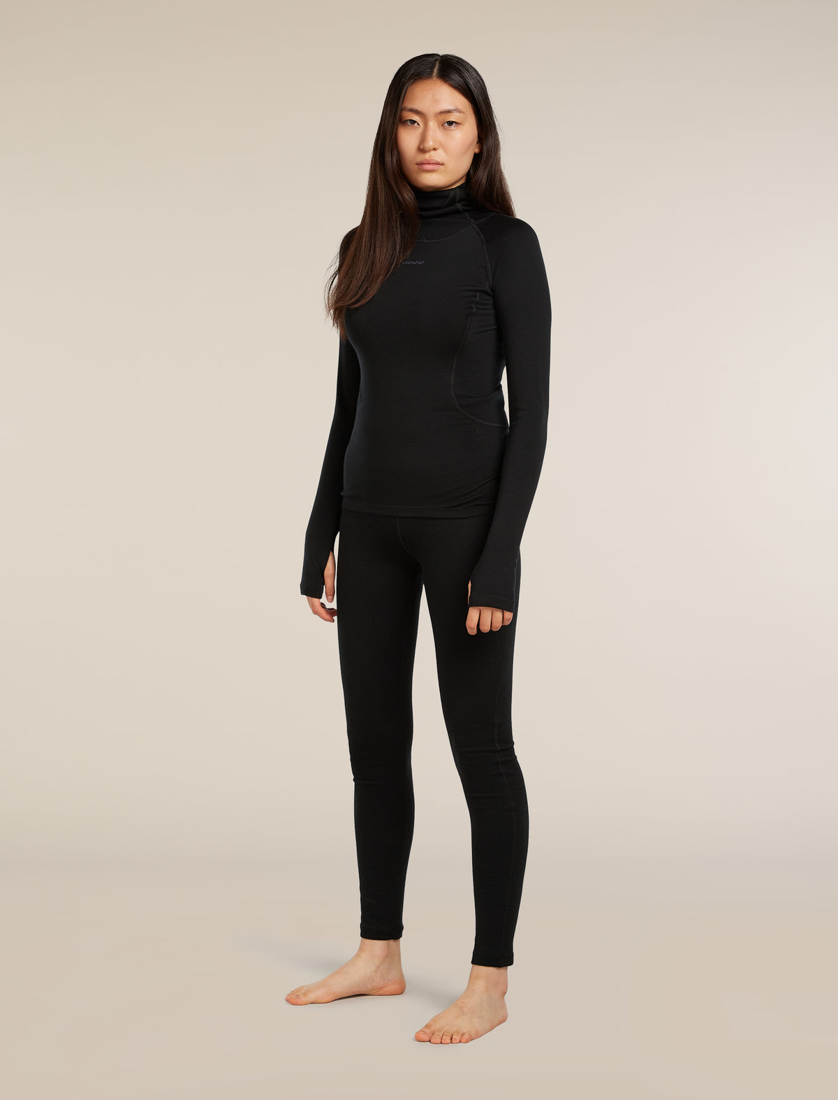 Women's 300 MerinoFine™ Polar Long Sleeve Roll Neck Thermal Top Black - 3