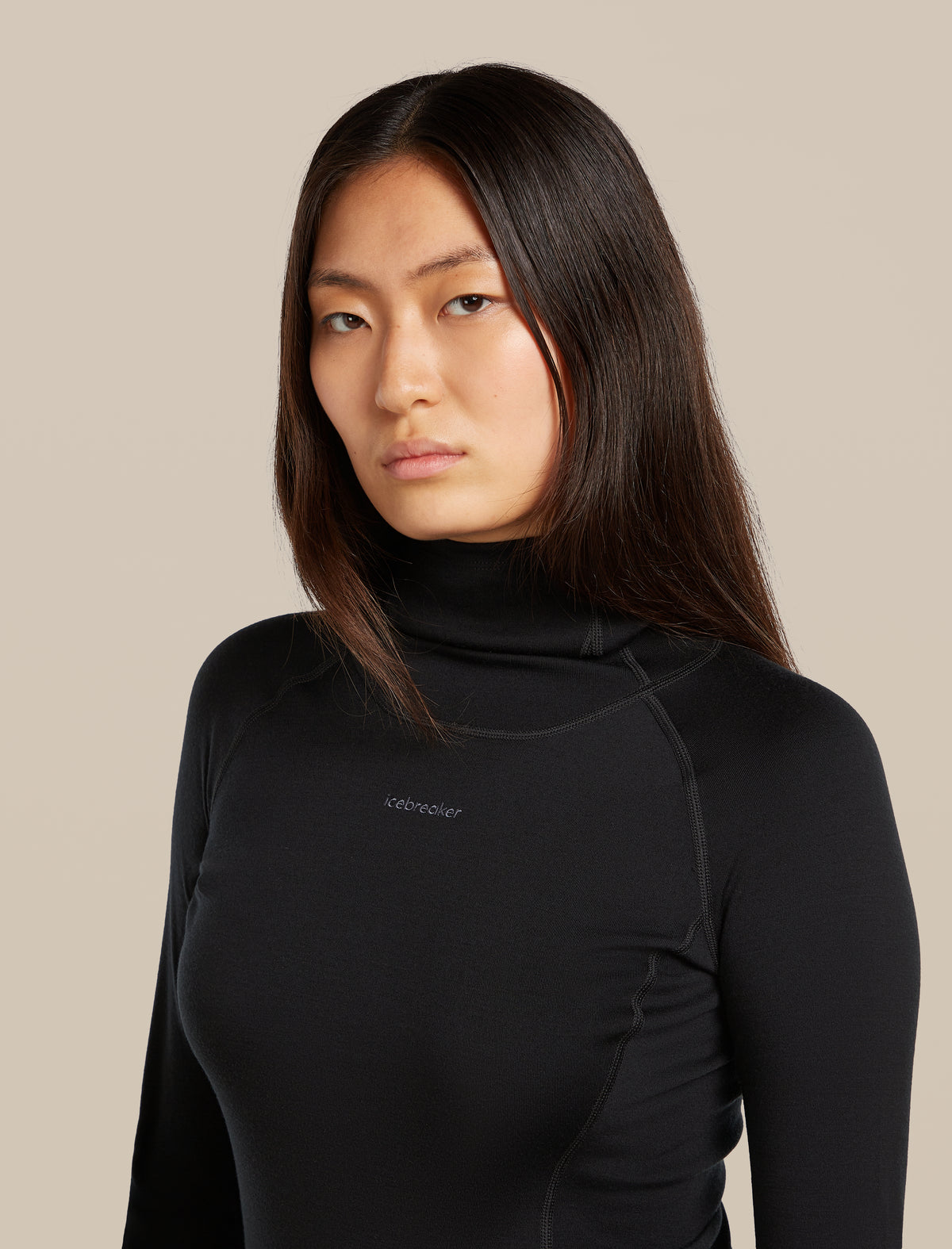 Women's 300 MerinoFine™ Polar Long Sleeve Roll Neck Thermal Top Black - 6