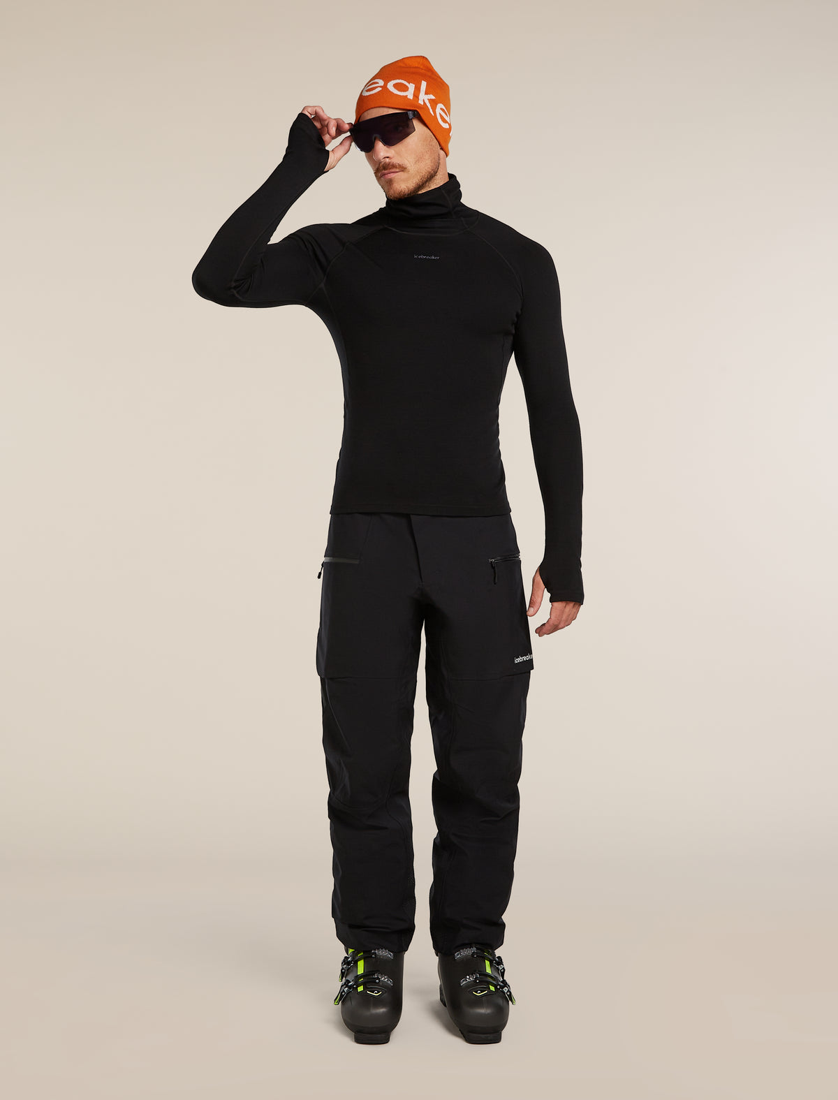 Men's 300 MerinoFine™ Polar Long Sleeve Roll Neck Thermal Top Black - 4