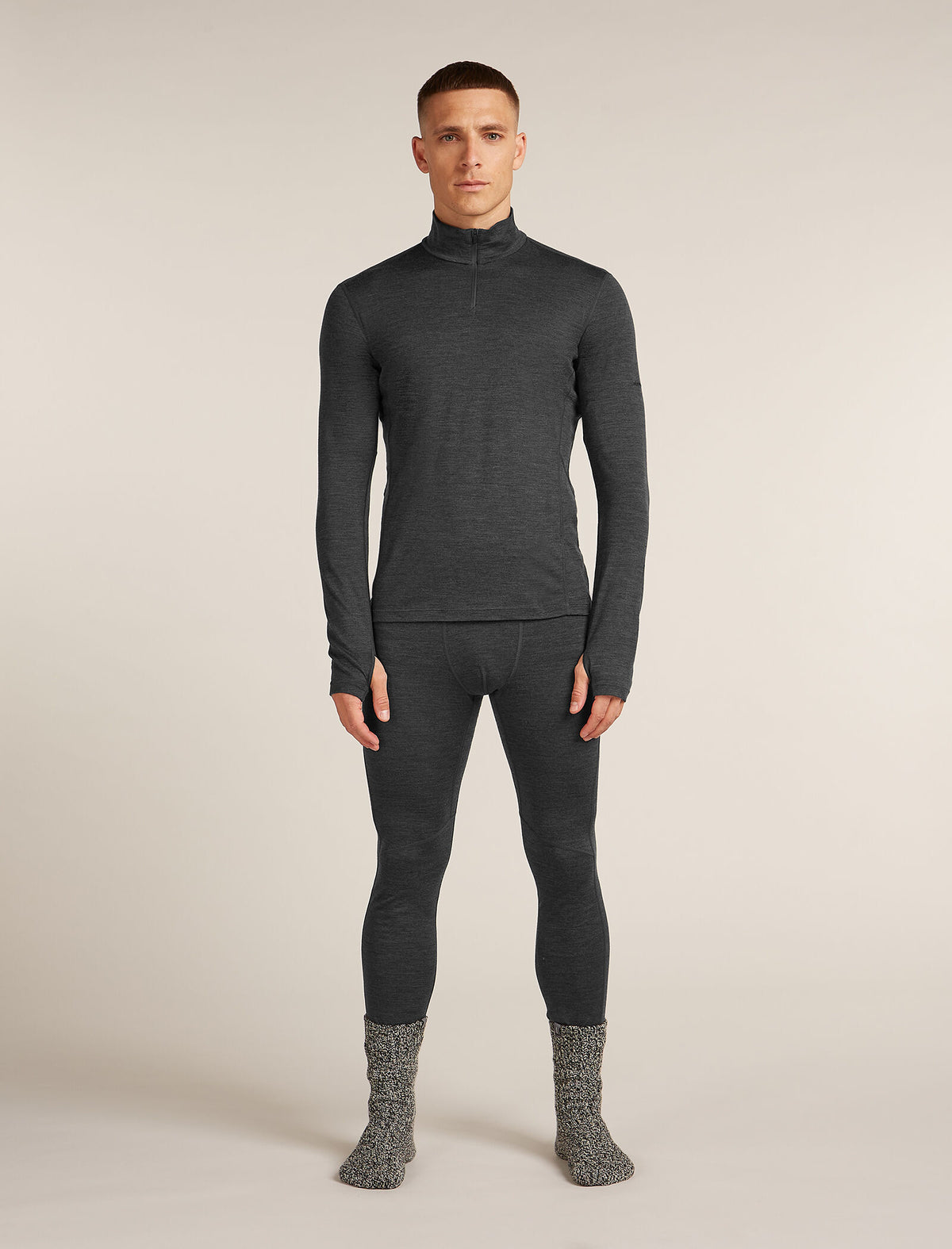 Men's 200 MerinoFine™ Ace Long Sleeve Half Zip Thermal Top Jet Heather - 7