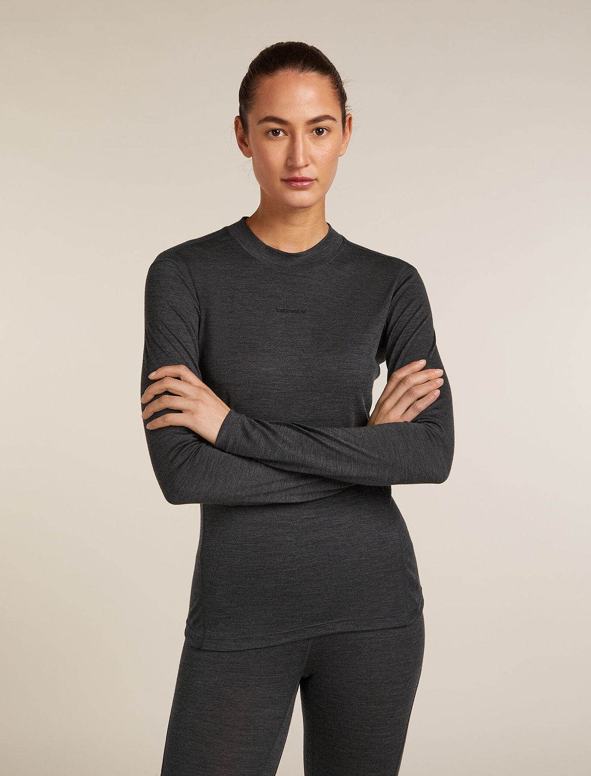 Women's 200 MerinoFine™ Ace Long Sleeve Mock Neck Thermal Top Jet Heather - 1