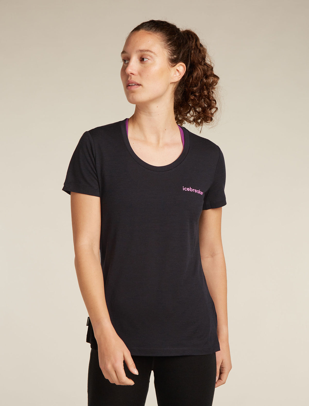 Women's Merino 150 Tech Lite Short Sleeve Scoop T-Shirt Tee IB Wordmark  - 1