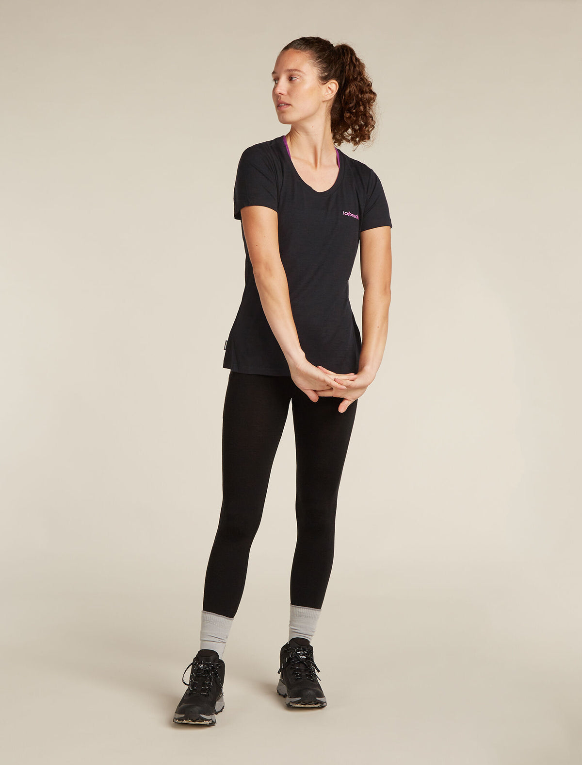 Women's Merino 150 Tech Lite Short Sleeve Scoop T-Shirt Tee IB Wordmark  - 3