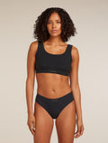 Women's Merino Blend Rib Lotus Bra Black - 1