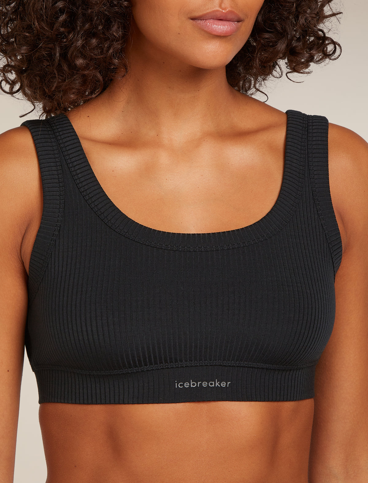 Women's Merino Blend Rib Lotus Bra Black - 7