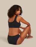 Women's Merino Blend Rib Lotus Bra Black - 6