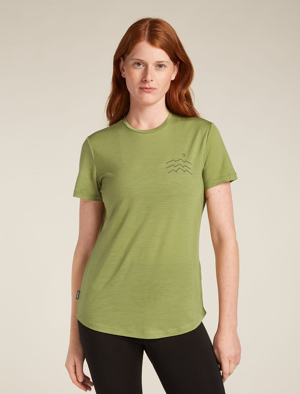 Women's Merino Blend 125 Cool-Lite™ Sphere Short Sleeve T-Shirt Across the Peaks Olive - 1