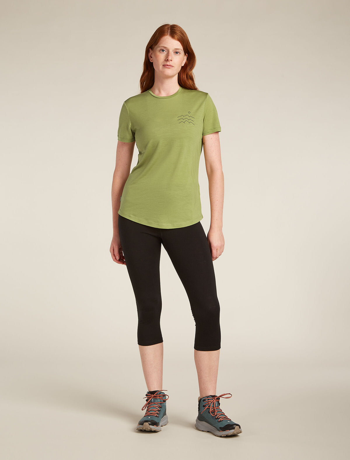 Women's Merino Blend 125 Cool-Lite™ Sphere Short Sleeve T-Shirt Across the Peaks Olive - 3