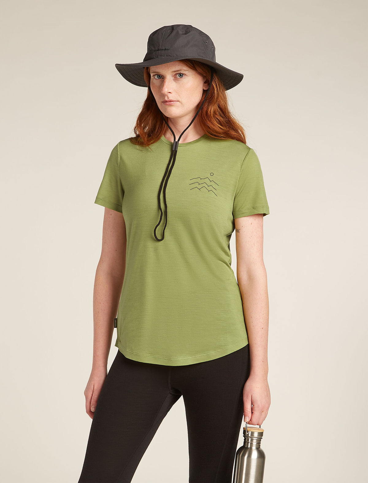 Women's Merino Blend 125 Cool-Lite™ Sphere Short Sleeve T-Shirt Across the Peaks Olive - 4