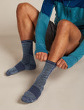 Men's Merino Blend Run+ Ultralight Crew Socks Fusion Dye Graphite Fervid/Graphite/Snow - 2