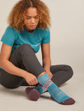 Women's Merino Hike+ Medium Crew Socks Across the Peaks Topaz/Java - 2