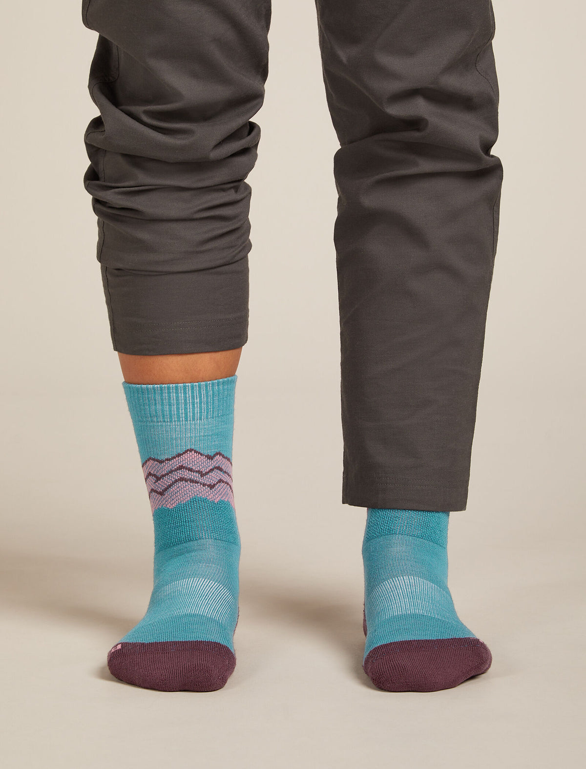 Women's Merino Hike+ Medium Crew Socks Across the Peaks Topaz/Java - 3