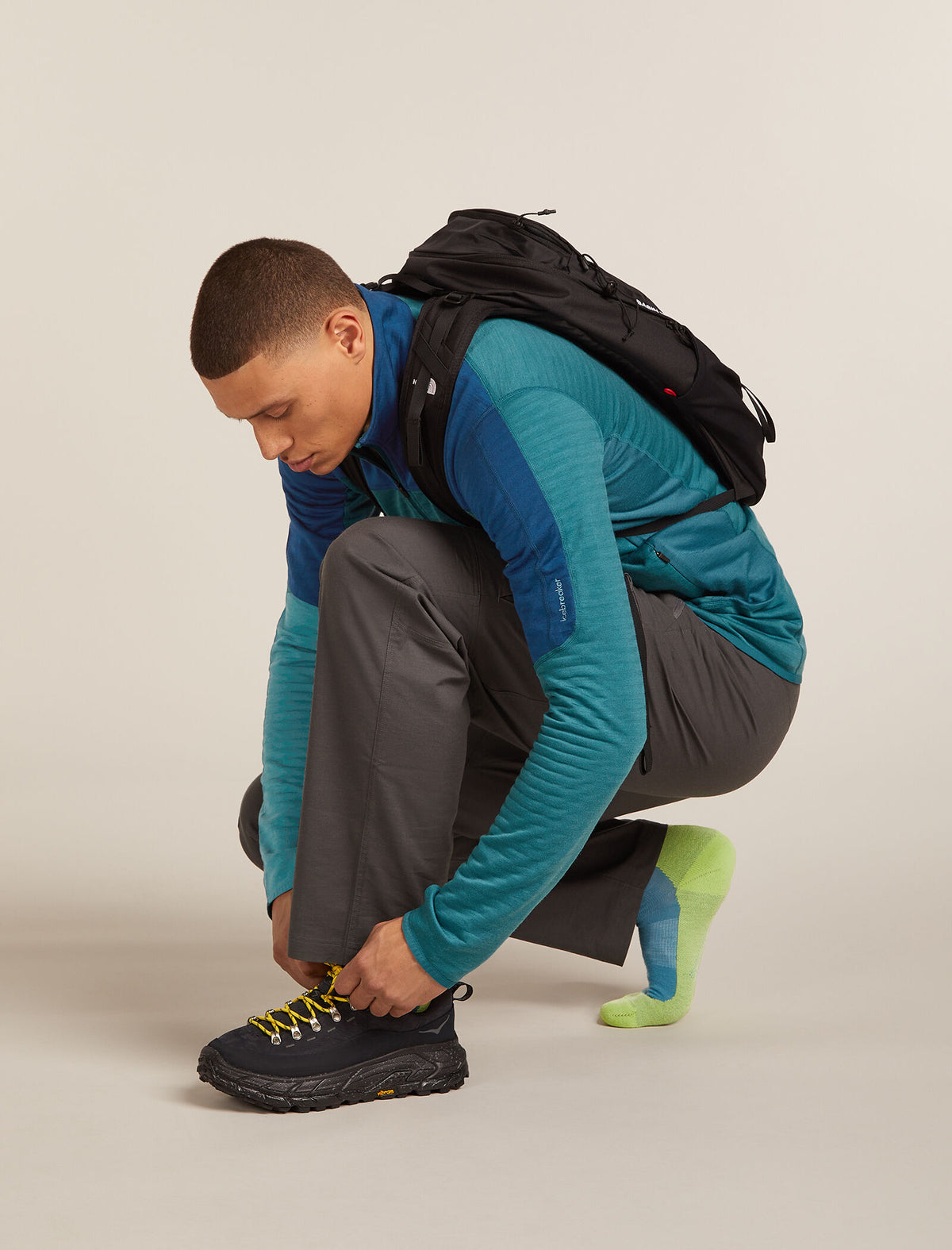 Men's Merino Hike+ Medium Crew Socks Across the Peaks Topaz/Peridot/Seaglass - 1