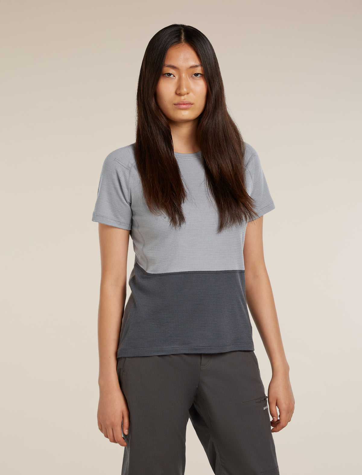 Women's Merino 200 Waffle Elevation Short Sleeve T-Shirt Alloy/Obsidian - 1