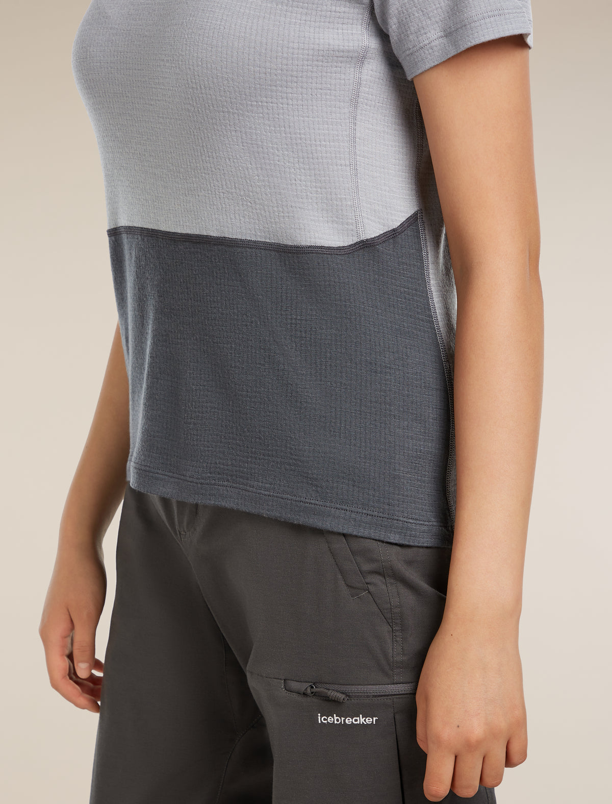 Women's Merino 200 Waffle Elevation Short Sleeve T-Shirt Alloy/Obsidian - 6