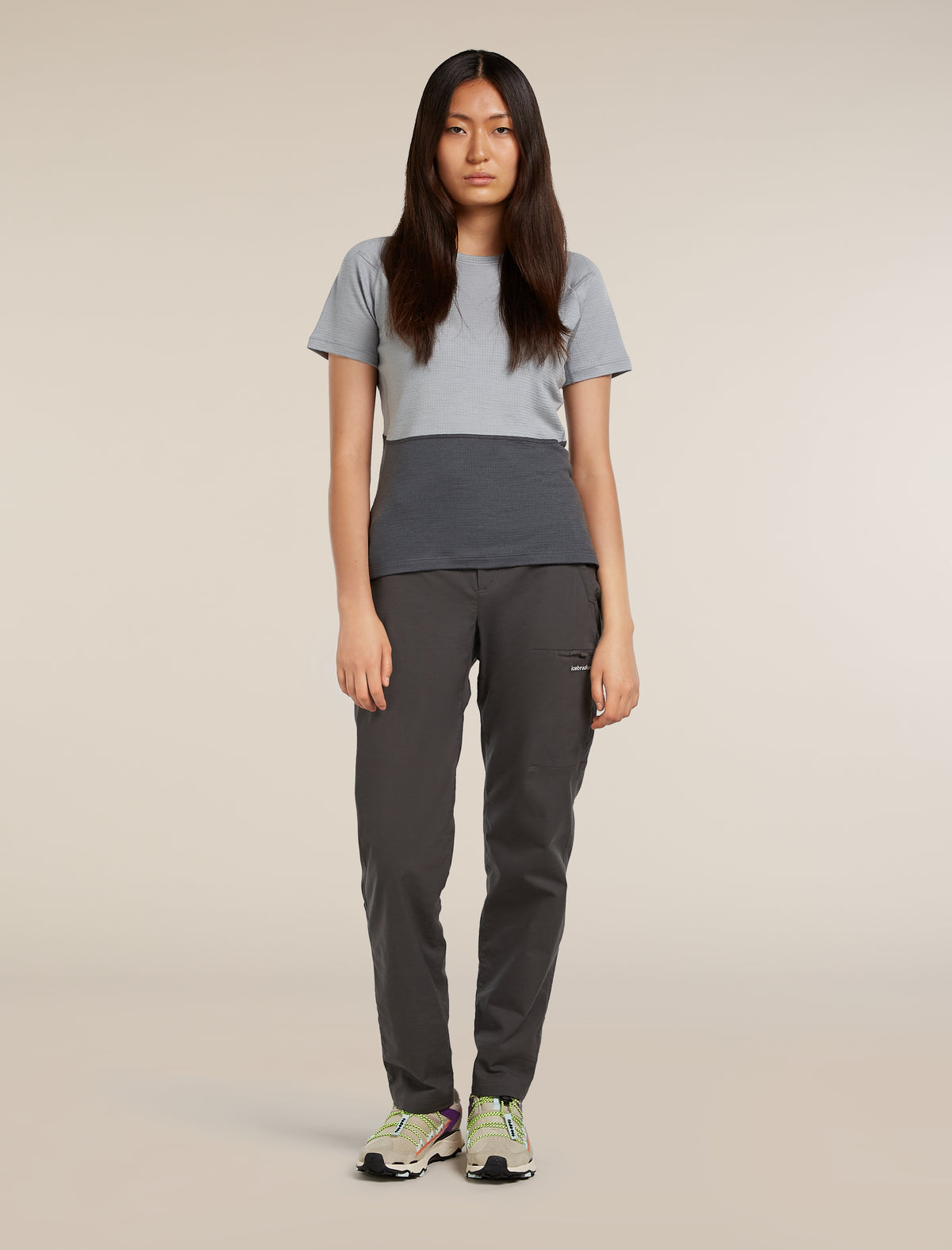 Women's Merino 200 Waffle Elevation Short Sleeve T-Shirt Alloy/Obsidian - 3