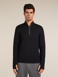 Men's Merino icebreaker Anniversary Original Long Sleeve Half Zip Top Black - 1
