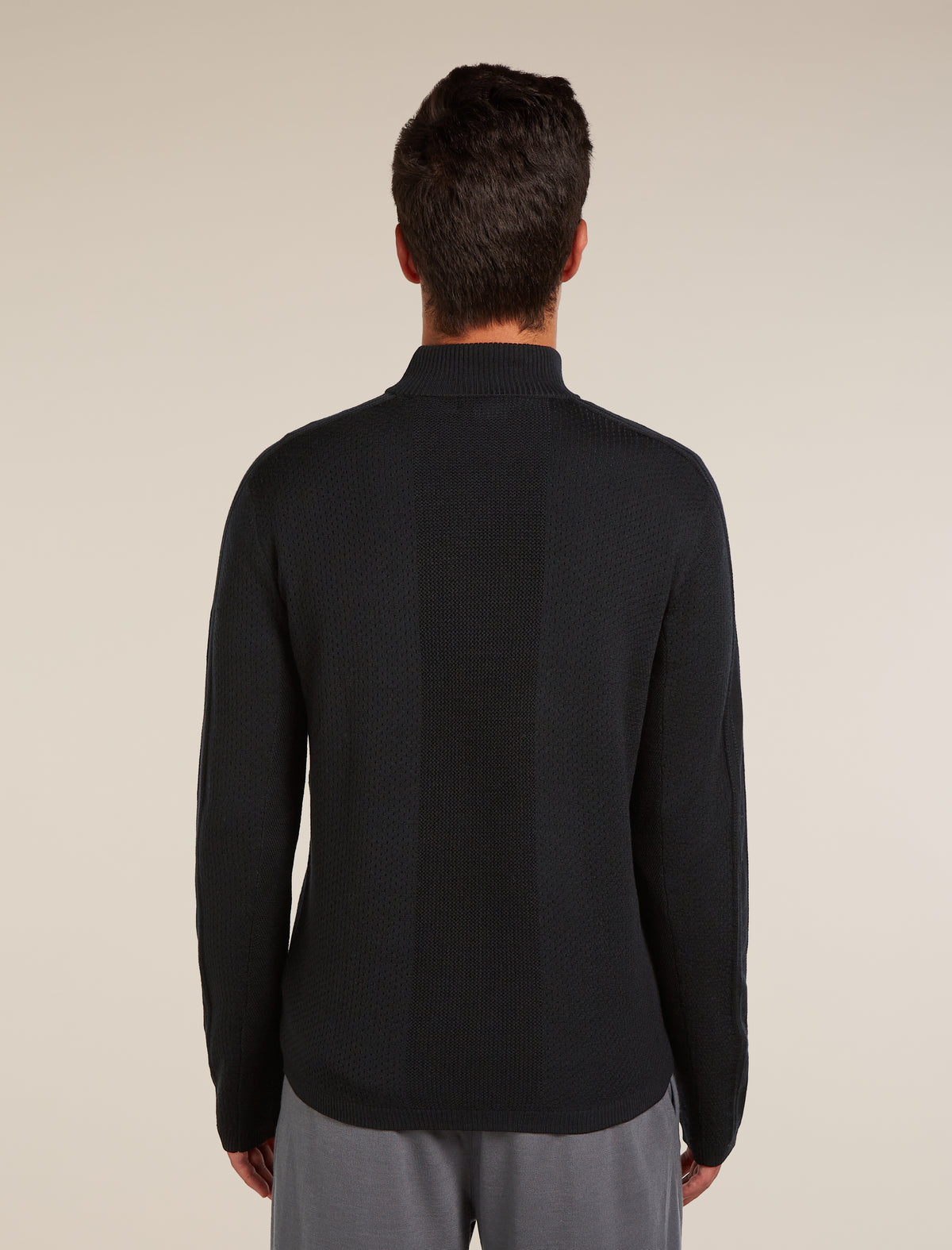 Men's Merino icebreaker Anniversary Original Long Sleeve Half Zip Top Black - 2