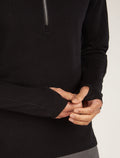 Men's Merino icebreaker Anniversary Original Long Sleeve Half Zip Top Black - 8