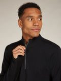 Men's Merino icebreaker Anniversary Original Long Sleeve Half Zip Top Black - 9