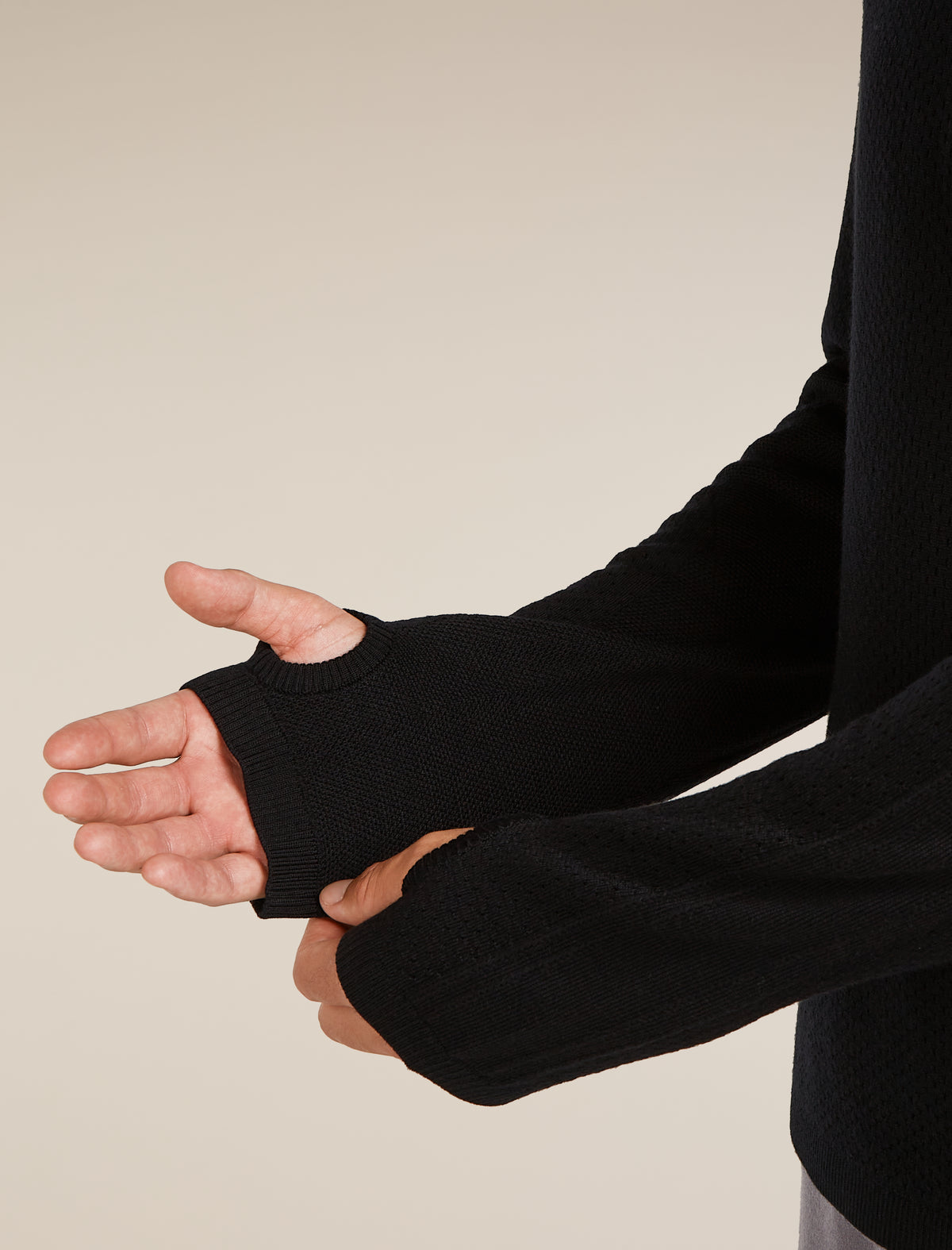 Men's Merino icebreaker Anniversary Original Long Sleeve Half Zip Top Black - 9