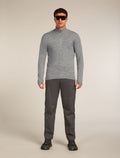 Men's Merino icebreaker Anniversary Original Long Sleeve Half Zip Top Metro Heather - 4