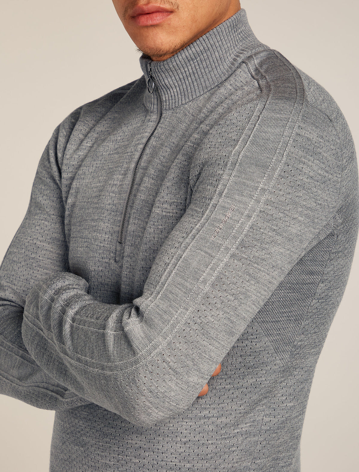 Men's Merino icebreaker Anniversary Original Long Sleeve Half Zip Top Metro Heather - 5