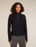 Women's Merino icebreaker Anniversary Original Long Sleeve Half Zip Top Black - 1