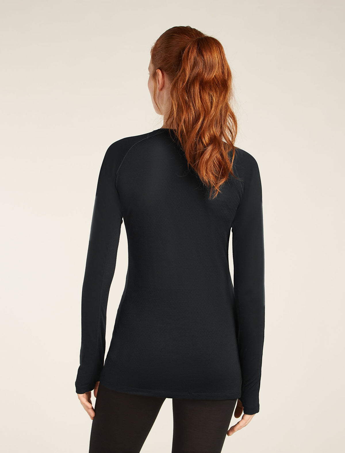 Women's Merino Blend 125 ZoneKnit™ Long Sleeve Crewe Thermal Top Black - 2