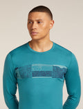 Men's Merino 200 Oasis Long Sleeve Crewe Thermal Top Elevation Line Topaz - 5