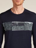 Men's Merino 200 Oasis Long Sleeve Crewe Thermal Top Elevation Line Midnight Navy - 5