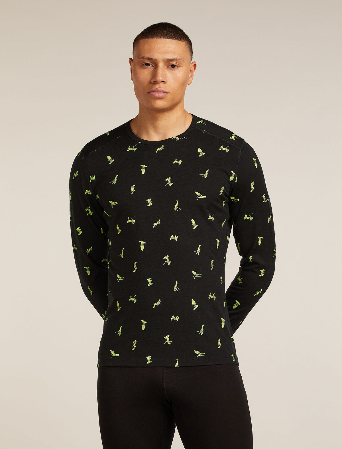 Men's Merino 200 Oasis Long Sleeve Crewe Thermal Top Snow Day  - 1