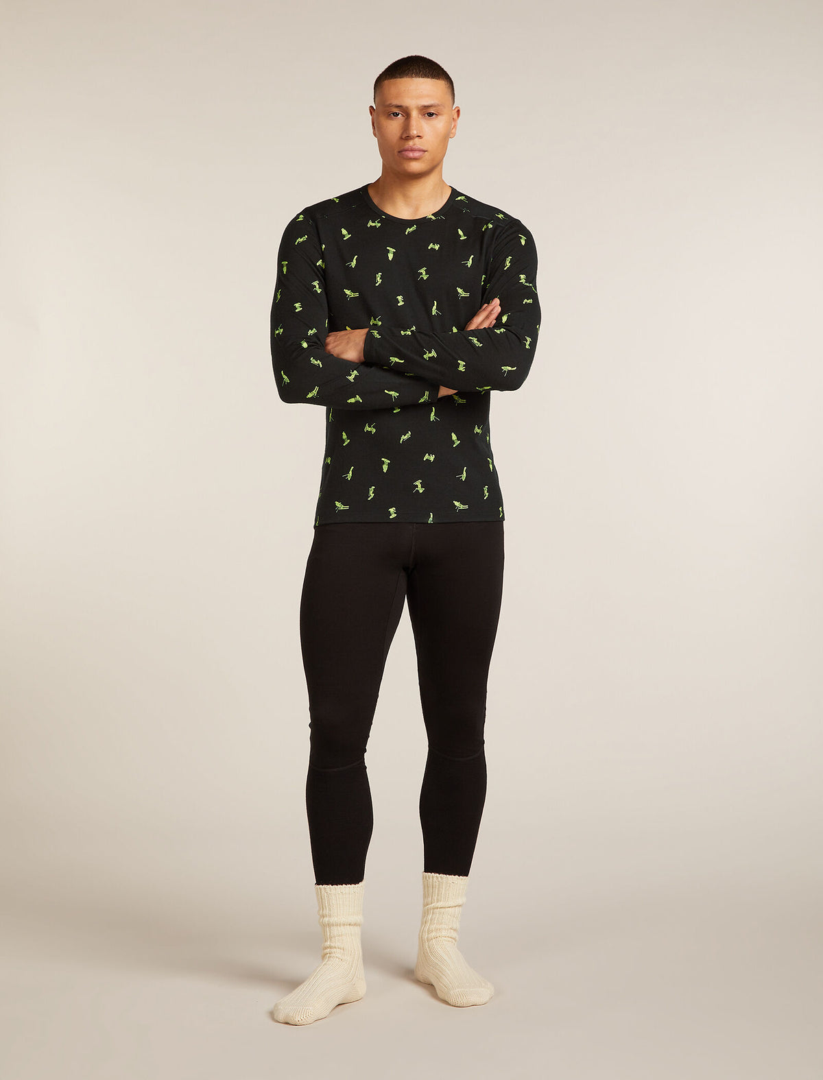 Men's Merino 200 Oasis Long Sleeve Crewe Thermal Top Snow Day  - 7