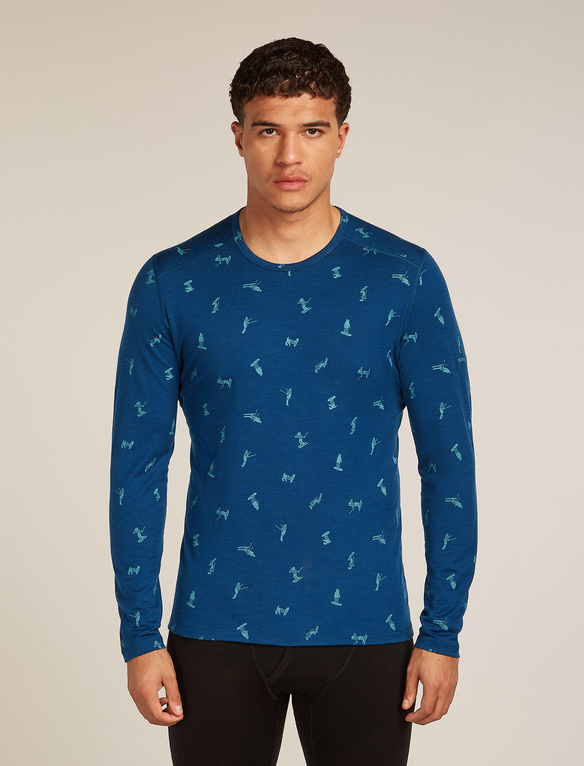 Men's Merino 200 Oasis Long Sleeve Crewe Thermal Top Snow Day Atlantis/Topaz - 1