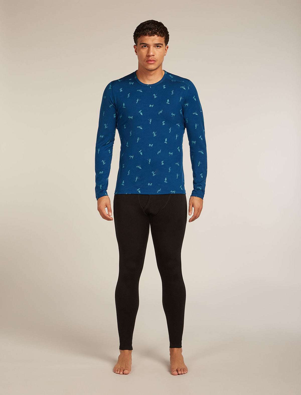 Men's Merino 200 Oasis Long Sleeve Crewe Thermal Top Snow Day Atlantis/Topaz - 3