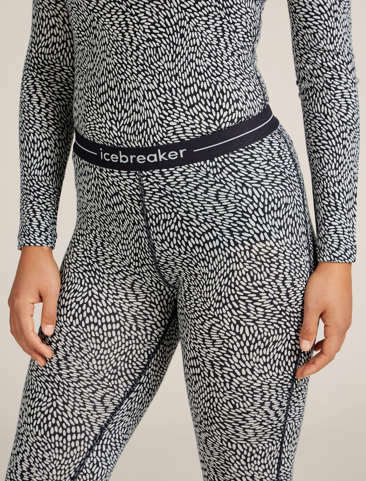 Merino 200 Oasis Leggings Thermal Flock Forms Midnight Navy/Snow - 6