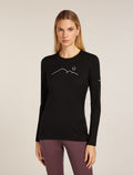Women's Merino 200 Oasis Long Sleeve Crewe Thermal Top Rainer Ridge Black - 1