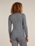 Women's Merino 200 Oasis Long Sleeve Crewe Thermal Top Flock Forms Midnight Navy/Snow - 2