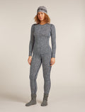 Women's Merino 200 Oasis Long Sleeve Crewe Thermal Top Flock Forms Midnight Navy/Snow - 7