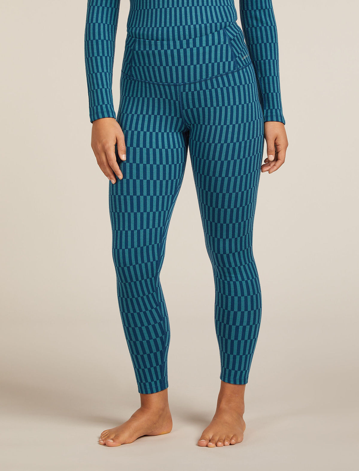 Women's Merino 260 Tech Vertex High Rise Thermal Leggings Snow Grid Topaz/Atlantis - 1