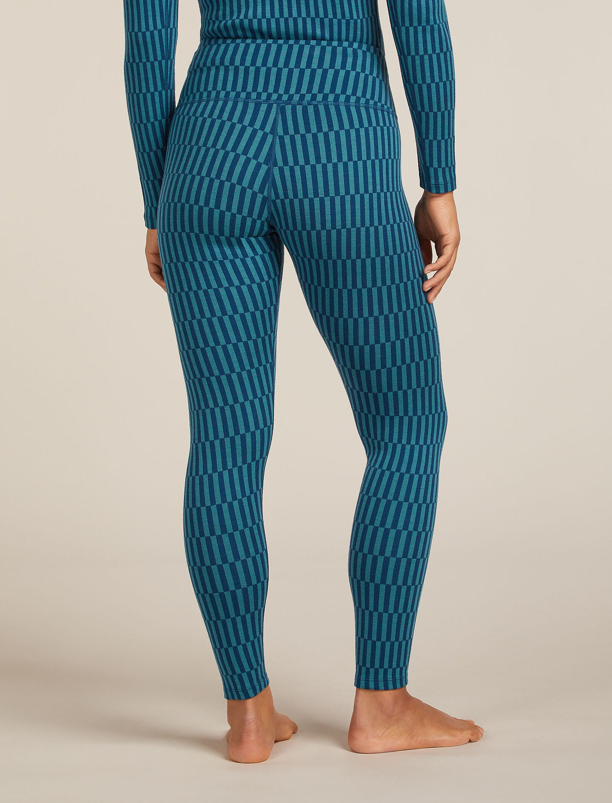 Women's Merino 260 Tech Vertex High Rise Thermal Leggings Snow Grid Topaz/Atlantis - 2