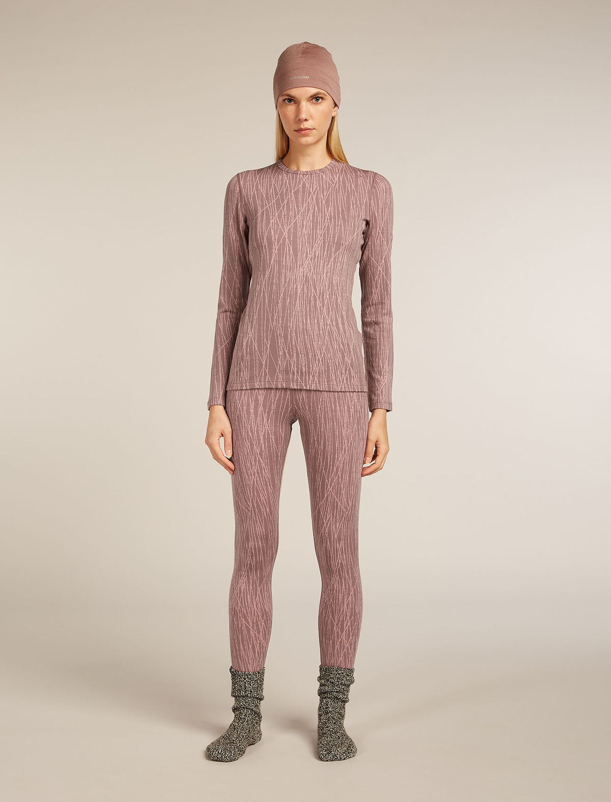 Women's Merino 260 Tech Vertex Long Sleeve Crewe Thermal Top Delta Lines Summit/Blush - 7