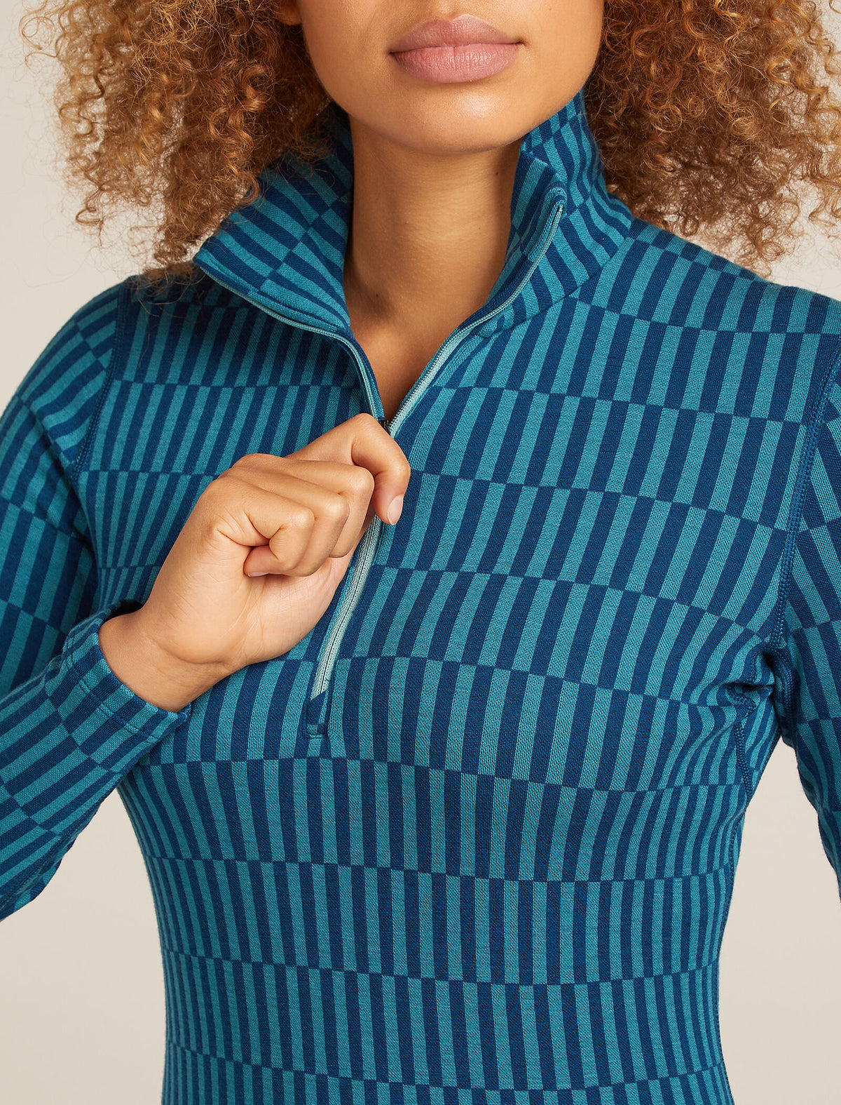 Women's Merino 260 Tech Vertex Long Sleeve Half Zip Thermal Top Snow Grid Topaz/Atlantis - 7